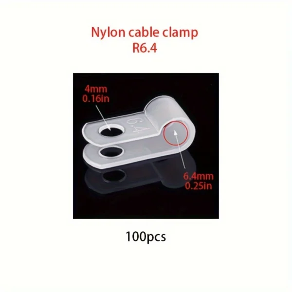 100pcs Nylon White Cable Clip Wire Clamp