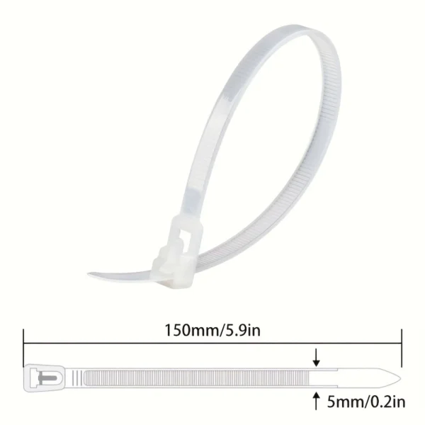 100pcs Nylon Reusable Cable Ties